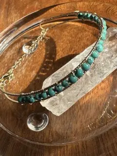 ターコイズビーズブレスレット(バングルタイプ)