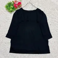 【LAUTREAMONT ロートレアモン】ブラウス（38）黒 クロップド袖 上品