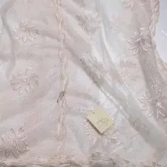 Misa 花柄刺繍 シフォン　レース　ヴェール　薄ピンク