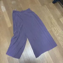 パープル プリーツ ワイドパンツ