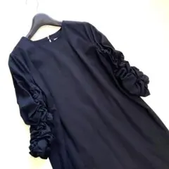 美品★araaraアラアラ袖ギャザーワンピース黒フォーマル日本製のサムネイル