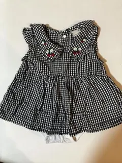 petit main ギンガムチェックロンパース　80cm いちご　プティマイン