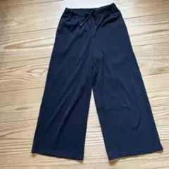 GU ブラック リブワイドフレアパンツ