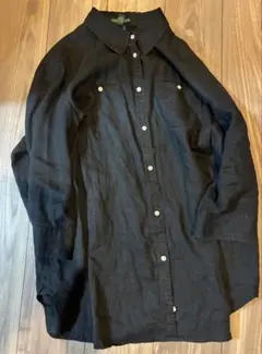 ラルフローレン　リネン100%　Big シャツ　長袖　ブラック