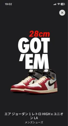 28cm UNION x Nike Jordon1