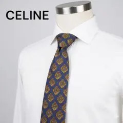 クリーニング済【CÉLINE】セリーヌ シルク ネクタイ マカダム柄