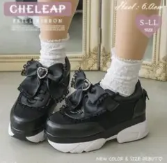 夢展望 CHELEAP フリルリボンスニーカーパンプス