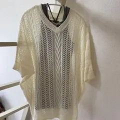 半袖サマーニット（M アイボリー）・ノースリーブトップス（L グレー）セット