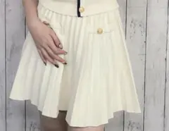 レディース 金ボタンニット×プリーツスカート 春夏秋のサムネイル