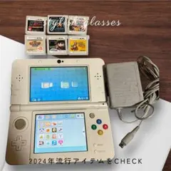 New 3DS LL ゴールド 本体 + ゲームソフト6本 充電コード