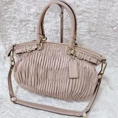 COACH ギャザー レザー 2way ショルダーバッグ マゼンダ - メルカリ