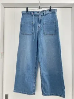 ZARA デニム クロップドパンツ ベルト付きのサムネイル