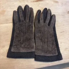 ブラウン スエード ウール 手袋