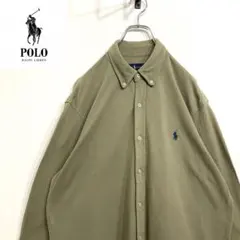 超人気❗️ラルフローレン　ワンポイントロゴシャツ　L 90s刺繍古着希少レア長袖