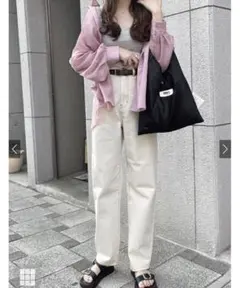 GRL 配色ステッチハイウエストストレートパンツ[gm296] グレイル