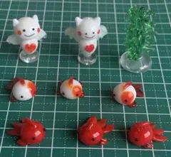 ガラス細工　ちび金魚　クリオネ　海藻　セット