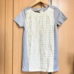 オフオン★OFUON★レース付き　半袖Tシャツ★サイズ38★薄いグレーのサムネイル