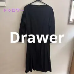 Drawer ブラック ひざ丈ワンピース 36のサムネイル