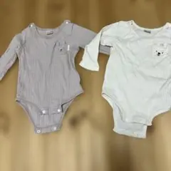 プティマイン　長袖ロンパース2点セットまとめ売り　80サイズ　うさぎ