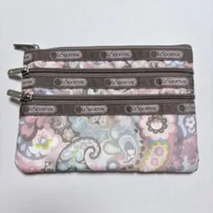 《 LeSportsac 3ZIP ポーチ 》美品
