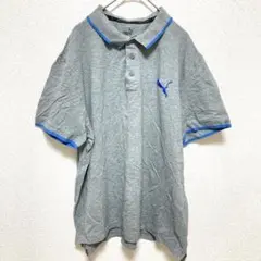 プーマ 刺繍ロゴ ポロシャツ 襟ライン半袖 XL 灰 綿 スポーツ ゴルフのサムネイル