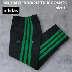 美品 00s adidas アディダス 中綿 トラック パンツ 黒 緑 L