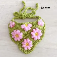 犬用 かぎ針編み 首飾り バンダナ スタイ ビブ バブーシュカ ハンドメイド