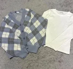 ラブトキシック LOVETOXIC アーガイルニットTシャツSETサックス 新品