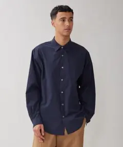 UNFILO MENS コンフォート レギュラーカラーシャツ ネイビー M