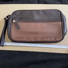 ブラウン 合成皮革 クラッチバッグ