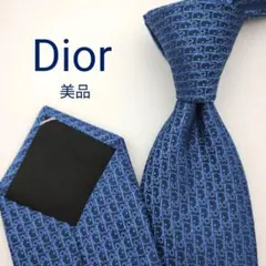 【美品】ディオールオム ナロータイ ネイビー トロッター柄 光沢【イタリア製】