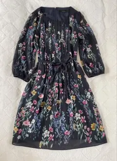 sunauna スーナウーナ 花柄ワンピース ブラック 38サイズ