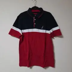 NAUTICA ノーティカ　ポロシャツ　ブラック×レッド　黒×赤　ロゴ　半袖