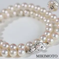 K18WGクロスダイヤ✨現行クラスプ✨ミキモト パール ネックレス M 