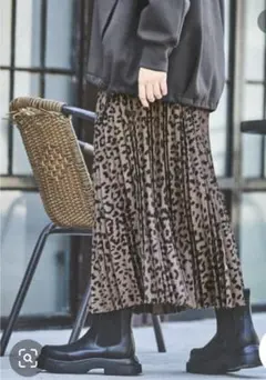 ニコアンド・レオパード柄 プリーツロングスカートLSize・タグ付き