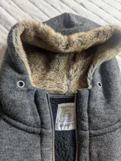 MACPHEE★ファー付きグレー ジップアップパーカー