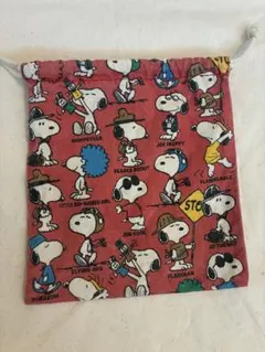 スヌーピー　巾着　赤　レトロ　フェード　Snoopy 小物入れ