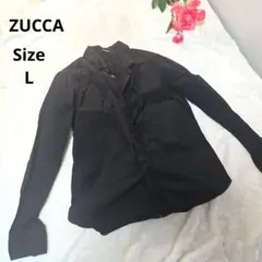 【オシャレ⭐ZUCCA】黒　ブラウスシャツ　サイズLのサムネイル