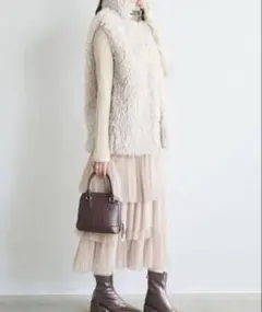 COCO DEAL ライトベージュファー　ジレ