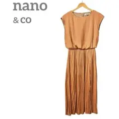 美品✨ nano&co ロングワンピース パーティードレス プリーツ オレンジ