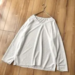 美品 シースルートップス シアートップス ロンT 透け感 長袖 白 レース