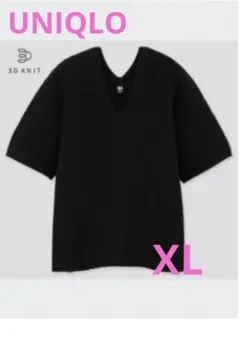 UNIQLO ユニクロ 3DコットンプリーツVネックセーター 5分袖 XL