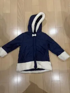 ネイビー フード付き中綿コート