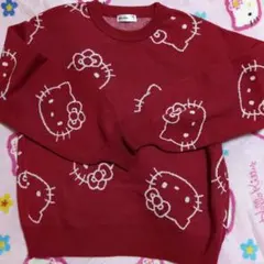 ハローキティ 赤 長袖ニット M-L