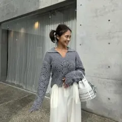 美品 ファビアナフィリッピ コットンニットジャケット グレージュ