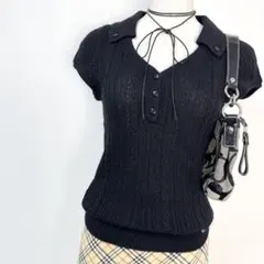 y2k❤️ BURBERRY BLUE LABELミックス編み ニット