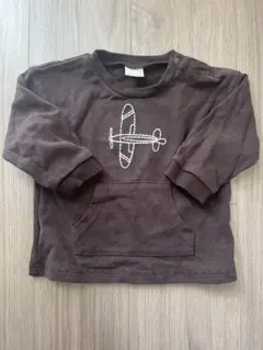 petit main 飛行機刺繍 長袖Tシャツ 80cm