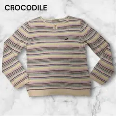 【希少】クロコダイル　セータニット　ボーダーライン　ワンポイント入りのサムネイル