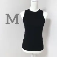 ZARA ノースリーブ ニットトップス 黒 ブラックM サマーニット　リブ