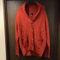 TK MIXPICE ケーブル編みカーディガン L オレンジ